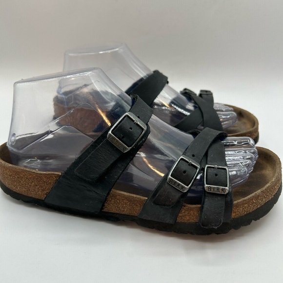 Birkenstock Franca Natural Leather Oiled Black Sandal Slides Size 37. US  6-6.5 - Picture 3 of 12